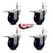 Service Caster 3.5'' Solid Poly Swivel 7/16'' Stem Caster Set with Total Lock Brake, 4PK SCC-GRTTL20S3514-SPUS-716138-4 - alternate 2